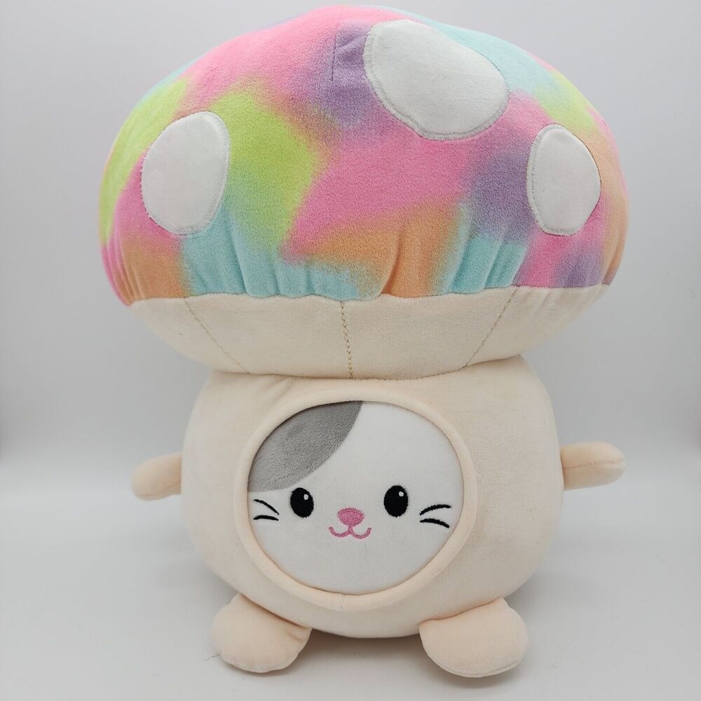 Smoochy Pals Cat Mushroom Costume Plush 15" Tie Dye Pastel Kawaii Stuffed Animal